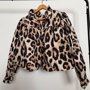 H&M Animal Print Top in Brown and Black